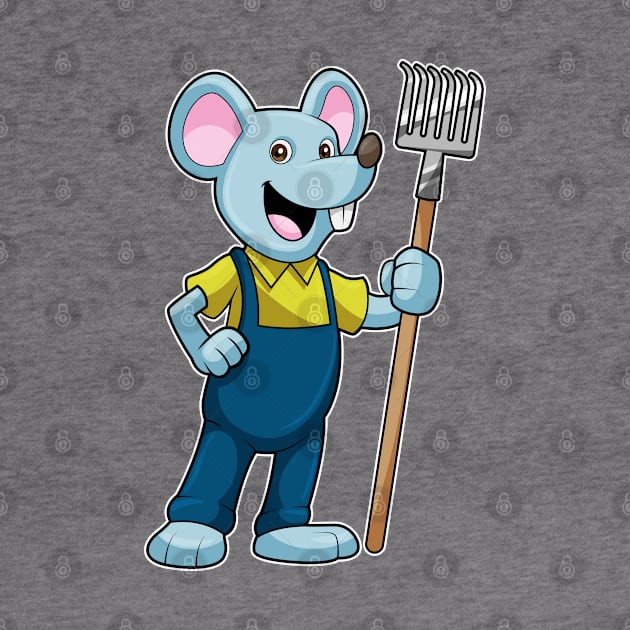 Mouse as Farmer with Rake by Markus Schnabel